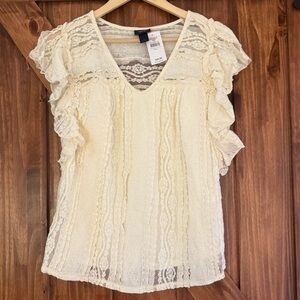 NWT Daytrip Cream Lace Blouse Small